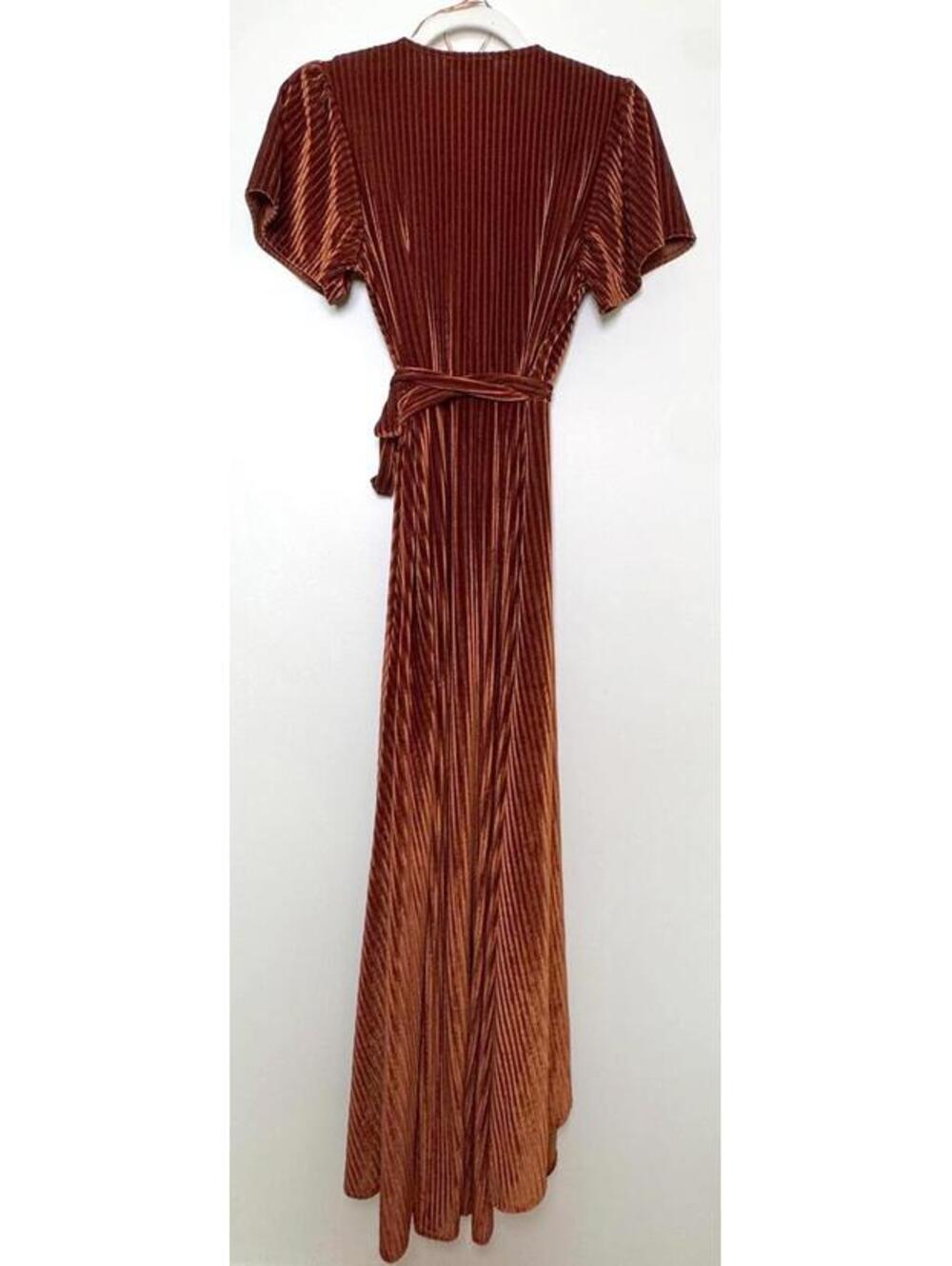 Baltic Born - Andi Ribbed Velvet Maxi Dress - Rust - XS - Picture 4 of 7